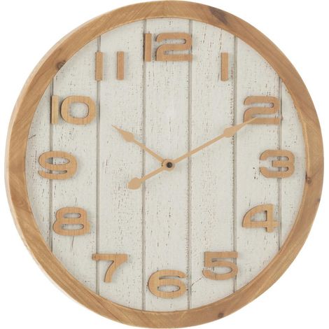 Horloge Murale en Bois "Beatriz" 40cm Blanc & Naturel