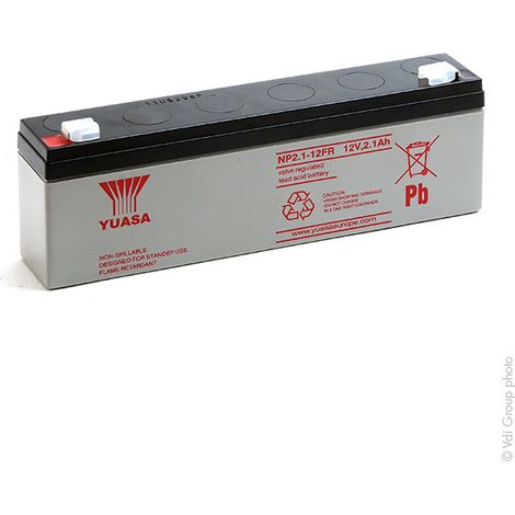 Yuasa – Batterie plomb AGM 12V 2.1Ah étanche – Bac à flamme retardante – Rechargeable – Applications : systèmes d'alarme, matériel médical