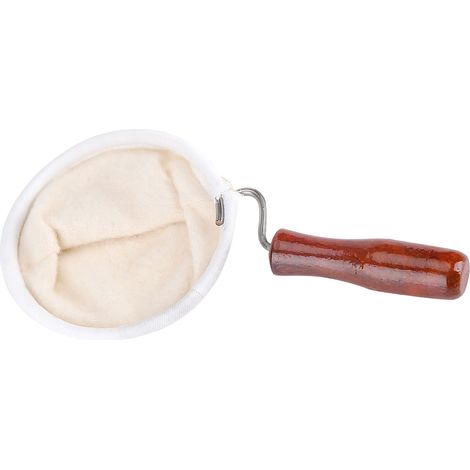 Wiederverwendbarer, handgefertigter Kaffeefilter aus Flanellstoff mit Holzgriff (groß) (1/5)