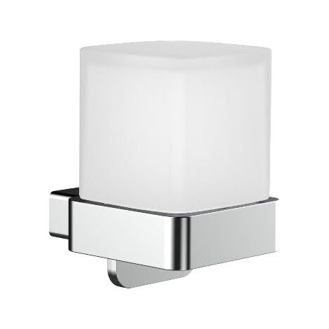 Distributeur de Savon Mural en métal et Verre Cristal - Distributeur de Savon Liquide avec actionnement par Le Bas, chromé et satiné (1/5)