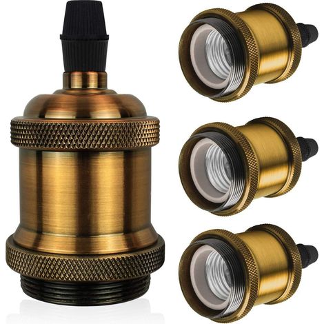 Portalampada E26 vintage, lampada a sospensione retrò Edison, adattatore in ceramica solida, 4 portalampade vintage in ottone