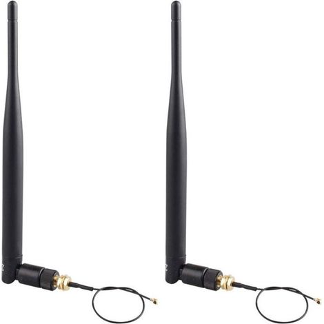 Lot De 2 Antennes De Routeur Sans Fil 2,4 G 5,8 G À Gain Élevé 5Dbi Wifi Omnidirectionnelle Rp-Sma Connecteur Femelle Avec 15 Cm (1/4)