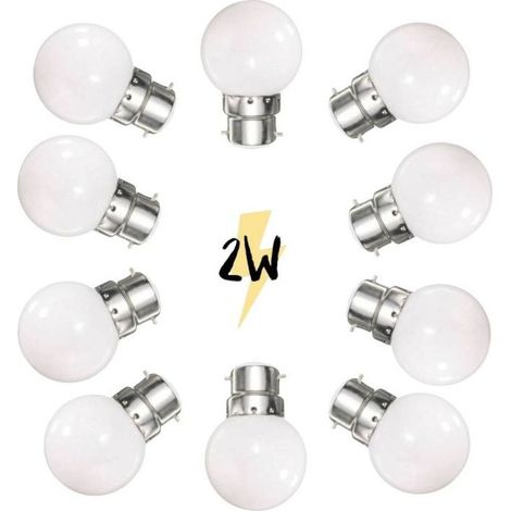 Lot de 10 Ampoules Guinguette B22 LED blanc chaud 2W à baïonnettes plastique professionnelle (1/5)