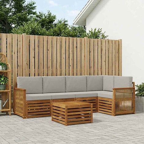 vidaXL Ecksofa Set mit Kissen 5 pcs Natürlich und Hellgrau (1/5)
