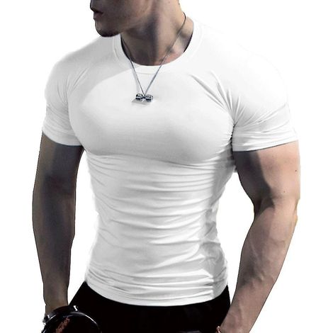 Kurzarm-T-Shirt für Herren im Bodybuilding-Stil, Hipster-Stil, Größe XL, weiß.