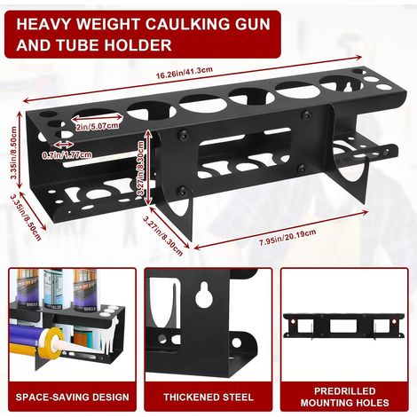 Support Mural Cartouche Silicone, Support de Rangement pour Aerosol avec 6 Trous, Organisateur de Stockage pour Tube de Calfeutrage pour Garage, L'atelier, Maison 41x8.5x8.5cm (1PCS) (1/2)