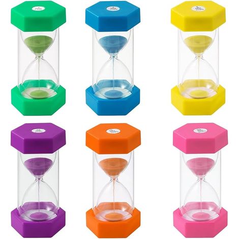 6 Pièces Ensemble Sabliers Coloré,6 Couleurs Kit Sablier Enfant, 1 3 5 10 15 30 Minutes Minuterie, Horloge Sable, Hourglass, Minuteur pour Cuisine, Bureau, Dents Brossage, Jeux, Exercice, Etude, École (1/5)