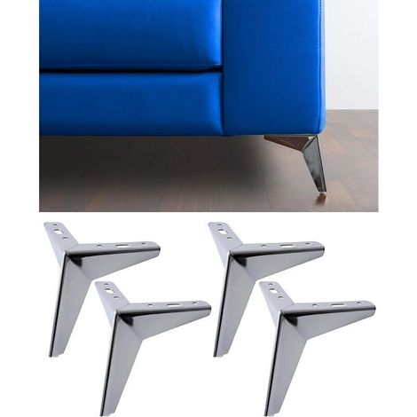 Jazz Style Furniture and Sofa Legs, Set of 4 Metal Legs - Elegant Design Legs for Armchairs and Cabinets - Chrome Finish - Height 135 mm BSFJAZ1C135Z (1/5)