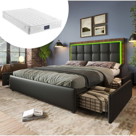 Bett Doppelbett Stauraum 160x200 mit LED OKMYHOME (1/5)