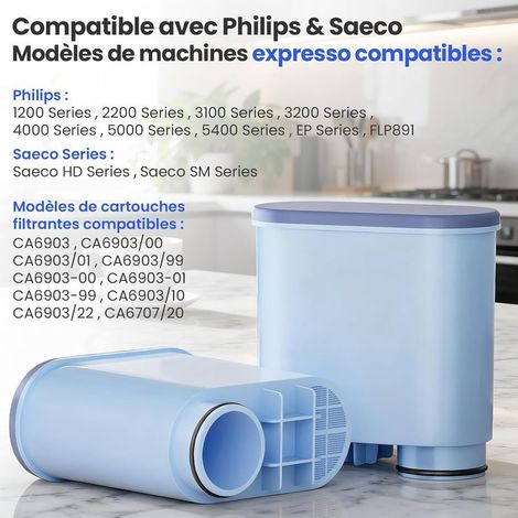4er-Pack Wasserfilter für Philips AquaClean Kaffeemaschinen CA6903/10 CA6903/22 - Kompatibel mit Saeco Philips LatteGo Kaffeemaschinen - BPA-frei - Kalkfrei - Verbessert den Geschmack (6) (1/5)