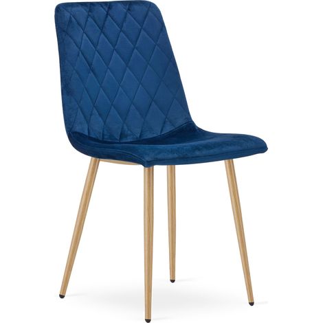 Sedia Turin - velluto blu navy / gambe color legno x 1 (1/5)