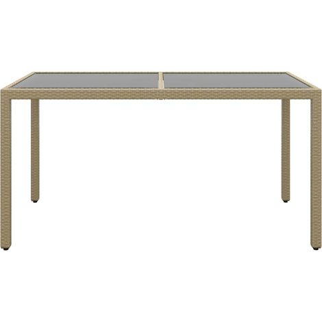 Maison Exclusive - Gartentisch 150x90x75 cm Hartglas und Poly Rat (1/5)