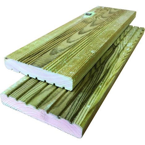 Terrassendiele 25x145mm, 400cm grün, gerillt/franz. Profil