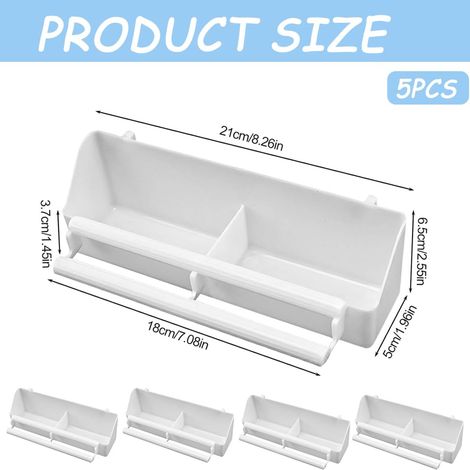 Set di 5 ciotole per l'acqua in plastica da appendere per uccelli - Accessori per uccelli e pollame - Bianco (1/4)