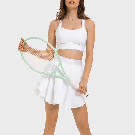 Soutien-gorge de sport femme col en U respirant et extensible haute résistance antichoc pour le yoga et l'exercice, blanc, taille 10 (1/4)