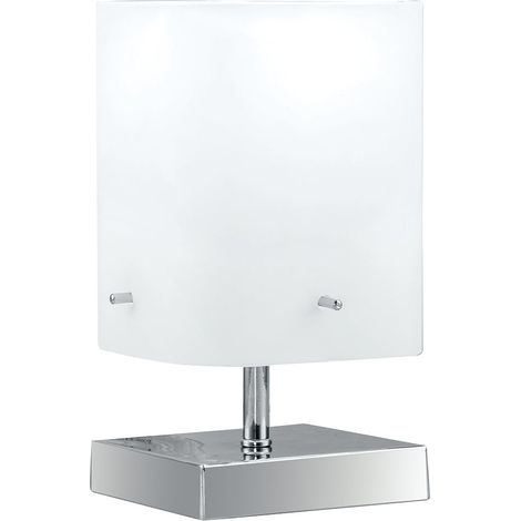"Lampada da tavolo in metallo cromato e diffusore in vetro bianco" (1/2)