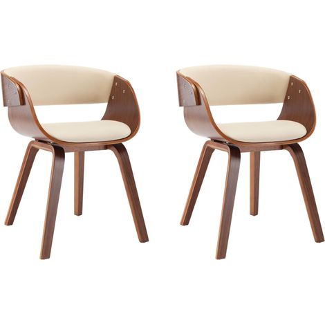 Maison Exclusive - Esszimmerstühle 2 Stk. Creme Bugholz und Kunst