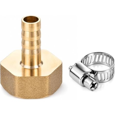 (G3/4x10mm) Raccord Laiton Barbelé G3/4 10mm pour Jardin Adaptateur femelle avec collier, joint, pour eau, air, huile (1/5)