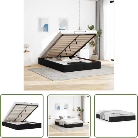 vidaXL Ottoman-Bett ohne Matratze Schwarz 140x190 cm Stoff (1/5)