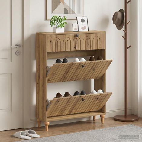 vidaXL Shoe Cabinet ALKMAAR 78 x 24 x 103 cm Engineered Wood (1/5)