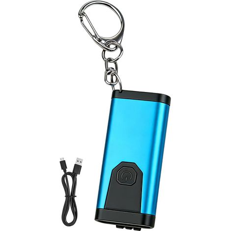 Mini lampe torche porte-clés étanche Lampe torche rechargeable avec 4 modes d'éclairage pour le camping, la randonnée, la pêche, le vélo et le trekking