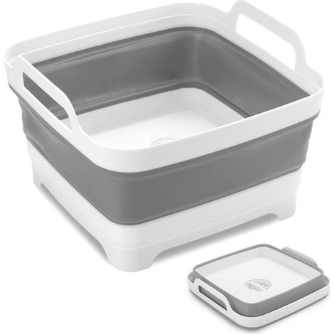 2 Bassins Pliables, 3,5L et 5L, PP+TPR, Avec Bouchon Vidange, Pour Camping Cuisine