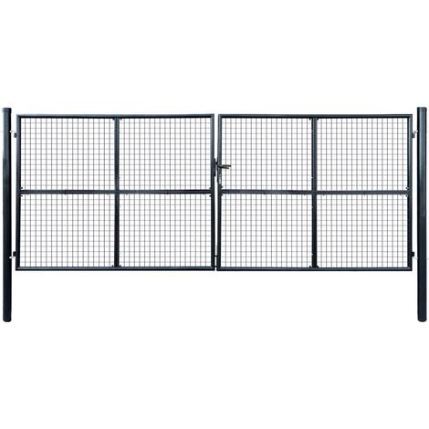 Portail en maille de jardin Acier galvanisé 400 x 150 cm Gris 2 (1/5)