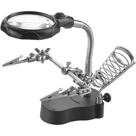 Terza mano con lente di ingrandimento, illuminazione led e portasaldatore ZD-162-2 - Electron