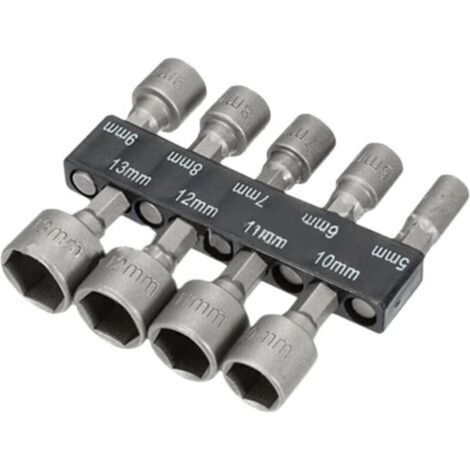 Clé à Douille Kit 9 Pièces Jeu de Douille Jeu de Douilles Profondes Hexagonale Douille Set Coffret de Douilles et Embouts Adaptateur de Douil pour Visseuse à Douilles à Cliquet Pièces