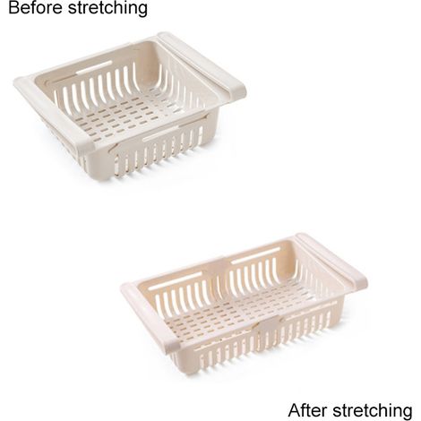 Organisateur de tiroir réfrigérateur rétractable multifonction gain de place boîte de rangement frigo kaki 20,5x16,4x7,6cm (1/2)