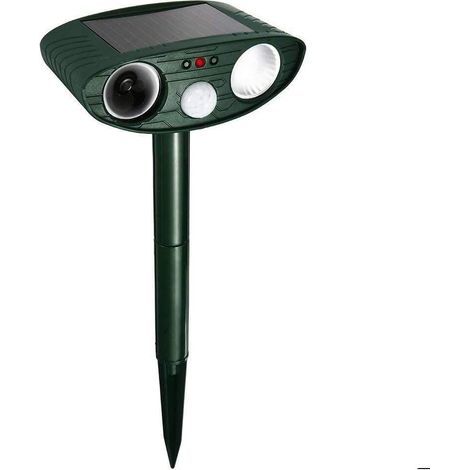Répulsif pour Animaux, Repulsif Chat Ultrasonique à énergie Solaire Chasse Taupe Lumière LED Étanche Détecteur de Mouvement Anti Chien Chat Pigeons Écureuil Loir Oiseaux de Jardin Cour Champ Ferme (1/5)