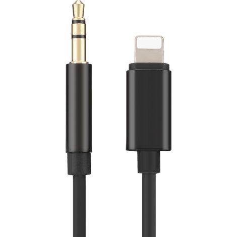 Câble auxiliaire de données avec prise jack audio 3,5 mm pour haut-parleur de voiture, convertisseur pour écouteurs et haut-parleurs (noir) (1/5)