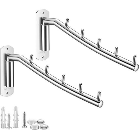 Cintre mural pliable, crochet en acier inoxydable avec bras pivotant pour chambre et salle de bain (1/5)