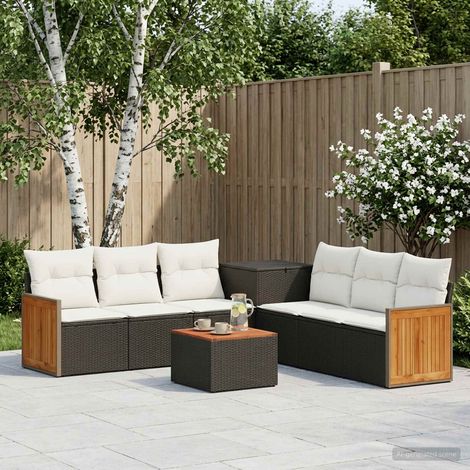 Set di divani 8 pz Nero e Bianco Crema 55 x 55 x 37 cm vidaXL (1/5)