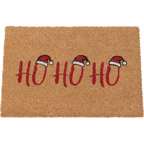 Weihnachts Fußmatte HO HO HO aus Kokosfasern - 60 x 40 cm - Türmatte im weihnachtlichen Design für Innen und Außen - Fußabtreter Schmutzfangmatte Türvorleger Weihnachten Deko
