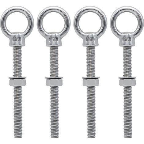 Boulons à œil M10 x 100 mm – Acier inoxydable 304 – Lot de 4 – Résistance à la corrosion pour fixation sécurisée (1/5)