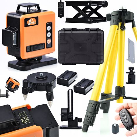 Rosfix Orange Tiger ROT16L-L – Laser-Wasserwaage mit 16 Linien  360° Messbereich, IP54, 532nm  inkl. Stativ 43-120cm, Wandhalterung  Bau- und Renovierungswerkzeug