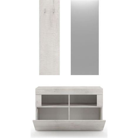 Set di mobili per ingresso, collezione ISORA, colore rovere bianco (1/3)