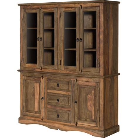 Buffet Sheesham 150x45x180 grau geölt LEEDS 01