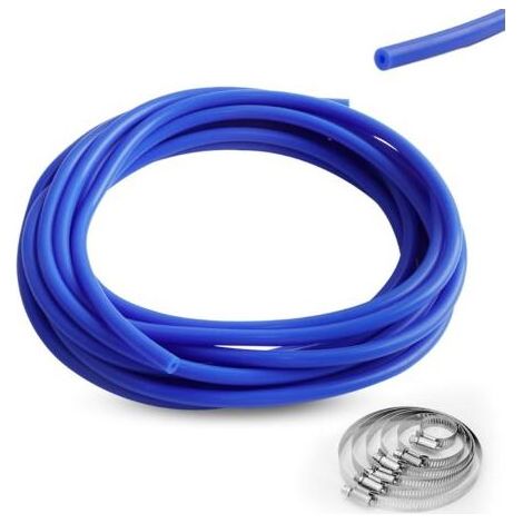 6 Mètres Tuyau Silicone, Tuyau sous vide en silicone pour voiture ID 4 mm, OD 8 mm, Durite Depression Turbo pour Voiture Haute Température Avec 6 pinces - Bleu (1/5)