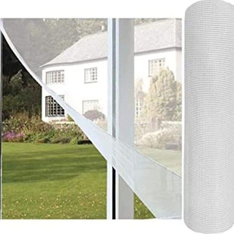 Moustiquaire Fenetre 0,8 x 3 m, Filet Moustiquaire Découpable Indéchirable, Maille d'Écran Anti-Mouches, Anti-Insectes, blanc (1/5)