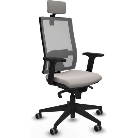 Horna sincro malla gris similpiel blanco brazos 2D base piramidal cabecero 2D ruedas 65mm engomadas (1/5)