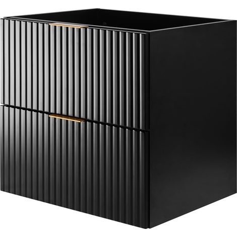 Mobile lavabo, Nero, 60 x 57 x 46 cm, maniglia dorata, senza piano di lavoro (1/5)