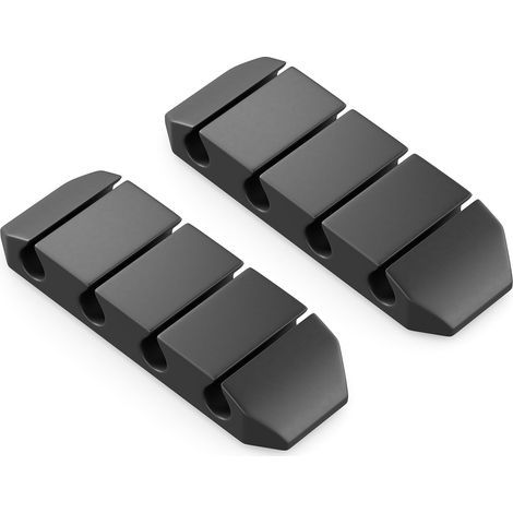 Lot de 2 Supports de Câbles Guide-câbles Autocollants Organisateur de Fixation de Câbles Serre-câbles Fixation de Câbles Gestion des Câbles Serre-câbles - Pour 4 Câbles - Noir (1/5)