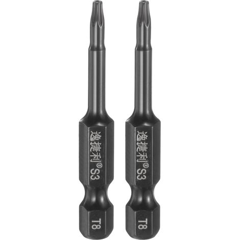 2pcs Embout Tournevis Sécurité Torx T8 1/4" Tige Hexagonale Long (1/5)