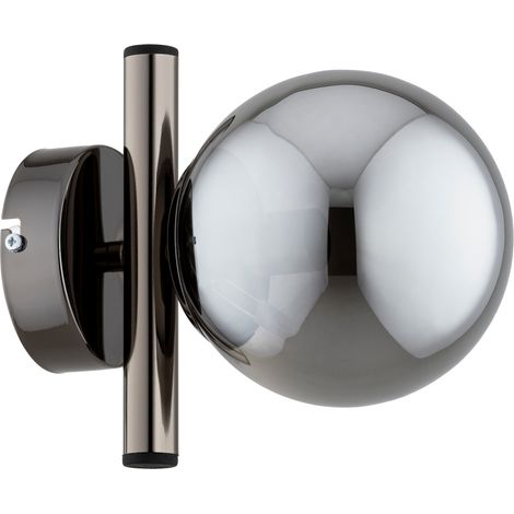 Applique murale décorative noire et graphite avec boule en verre sur tige, 1xE14 10 W ERAL Alfa