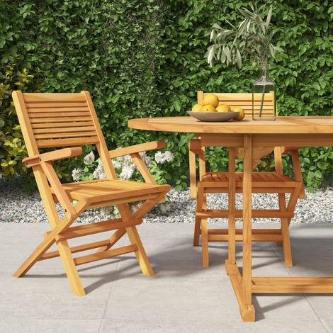 Lot de 2 Chaises de jardin pliantes Fauteuils de Jardin 55x62x90 cm bois massif teck 52274 (1/5)