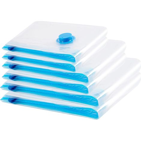 Sac Sous Vide Vetement Aspirateur 6PCS,Compression Housse Aspirable Rangement Réutilisable pour Literie, Vêtements, Couettes, Matelas,et Voyages(2XL 100 80CM,2L 80 60CM,2S 60 40CM) (1/5)