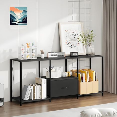 Meuble TV avec LED Noir pour TV jusqu’à 55", Étagères et Tiroir (1/5)