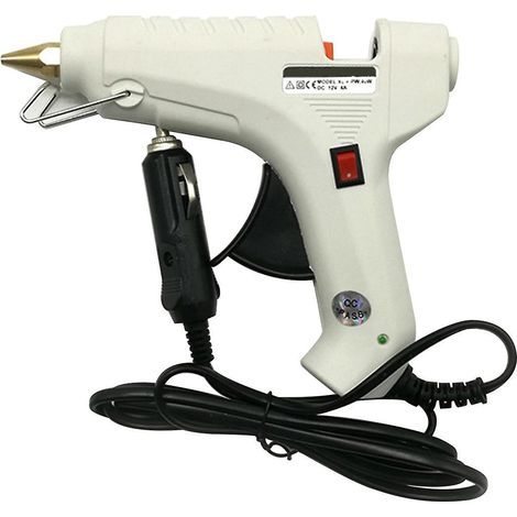 Universal-Heißklebepistole für Autos, 40 W, 12 V, 119 cm langes Kabel mit Zigarettenanzünderstecker, Weiß